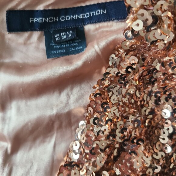 SEQUINS SZ 6 FRENCH CONNECTION ALEXIS SAMANTHA ROS GOLD SEQUIN PARTY DRESS XMAS - Picture 5 of 10